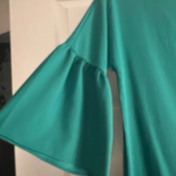 Green dress with tie in back and fluttery sleeves - Picture 4 of 4